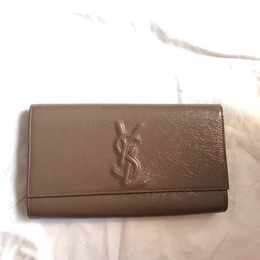 YSL clutch patent leather
